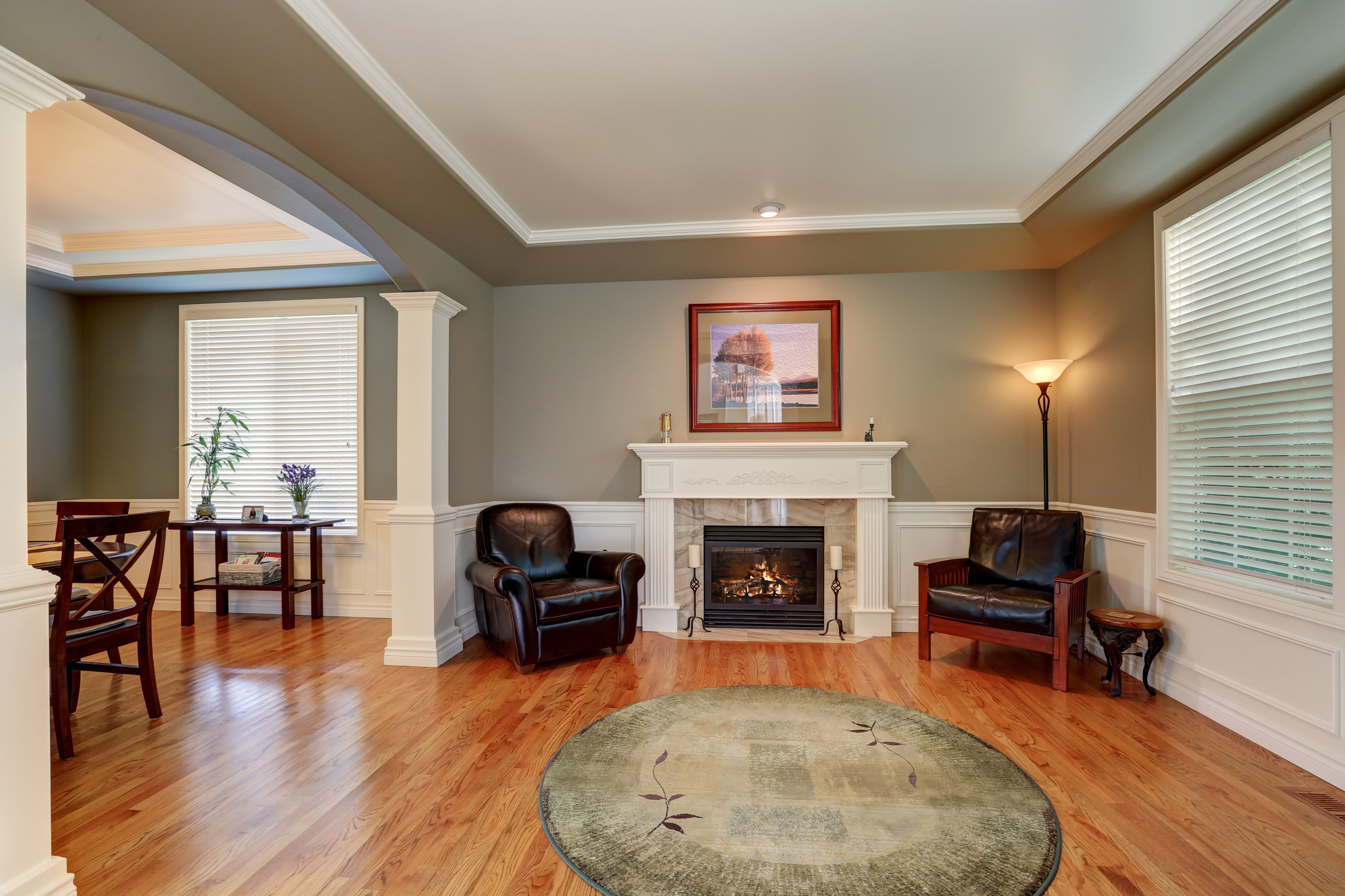 Living room with fireplace.